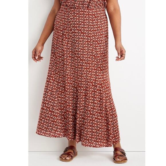 Maurices Rust Orange Boho Long Maxi Skirt NWT - Picture 1 of 8